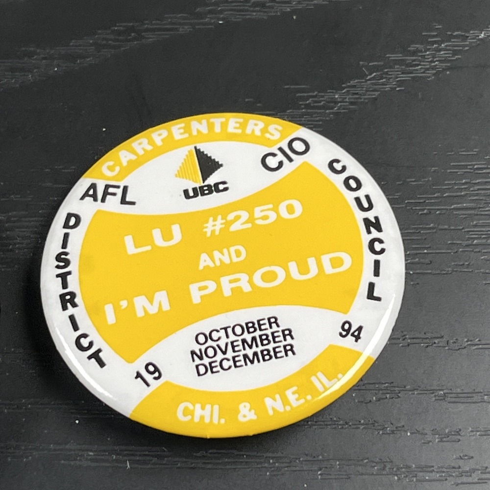 Carpenters District Council Chicago & North East Illinois 1984 Push Back Pin - Picture 5 of 6
